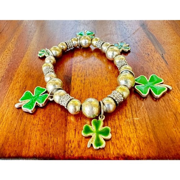 Vintage Four Leaf Clovers Stretch Bracelet St Patrick's Day Parade Party… - Picture 1 of 11